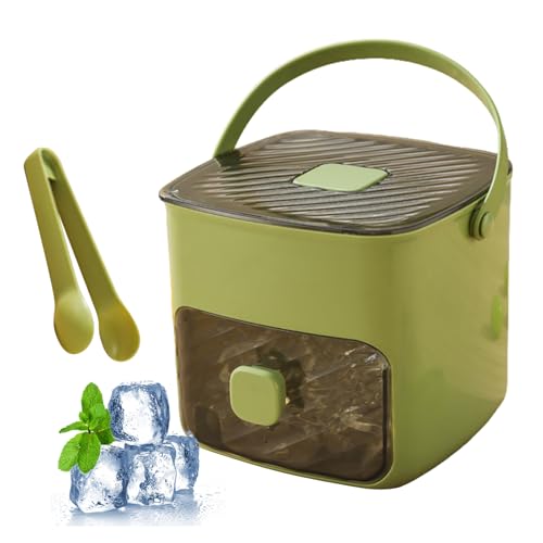 Eiswürfelform mit Behälter, 48 Gitter Presstyp Ice Cube Maker, Schublade-Stil Eiswürfelmaschine Klein mit Ice Cube Tray, Ice Maker Eiswürfel Form, Für Kaffee Cocktails Saft Whiskey (Grün) von Vartegas