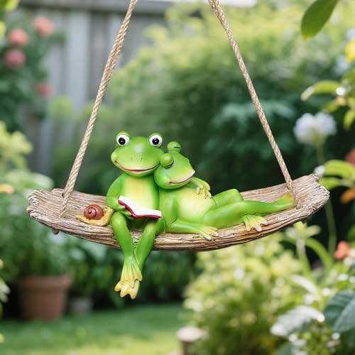 Garten Deko Draußen Figuren, Frosch Dekofiguren Garten Harz, Gartendeko für Draußen Figuren Wetterfest, Grün Frosch Deko Statue, ideal Blumentopf Gartendeko Zimmerdeko (P) von Vartegas