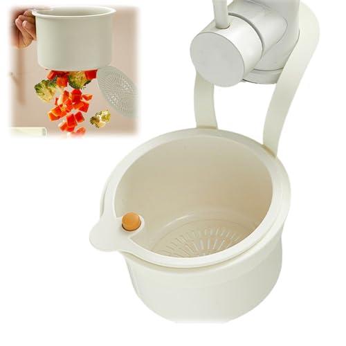 Hänge Sieb mit Klipp für küchenspüle, Wasserhahn Hängende Strainer mit Snap-Button, Küche silikon Spülbecken Sieb Abnehmbar, ohne Hände zu verschmieren, für Waschen/Organizer in Küche (weiß) von Vartegas