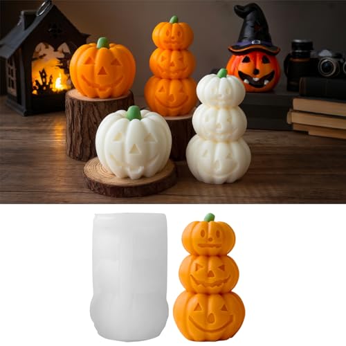 Halloween Kerze Silikonformen Kürbis, 3D Halloween Deko Kürbis Kerzengießformen, Silikonformen Gießformen, DIY Halloweendeko Pumpkin Kerzen Formen Silikon, DIY Helloween Deko/Geschenk (B) von Vartegas
