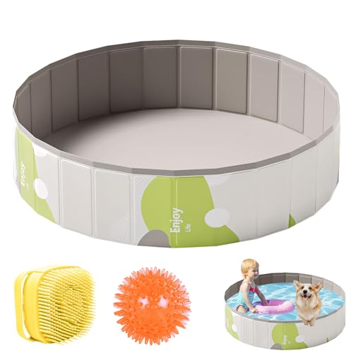 Hundepool Große Hunde, 80 * 20cm/100 * 30cm Faltbarer Pool, Tragbar Planschbecken Faltbar aus Verdicktes PVC, Hundebadewanne robust rutschfest reißfest, für Große & Kleine Hunde/Katzen (A-80 * 20cm) von Vartegas
