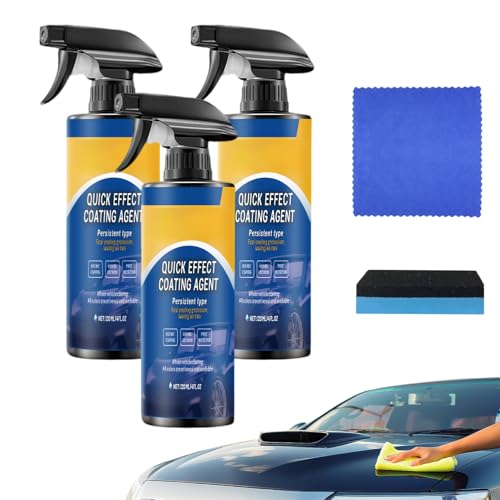 Quick Effect Coating Agent, 3 in 1 High Protectio Car Coating Spray, Persistent Type Quick Effect coating Agent For Car, Spray Coatingagent Hydrophobic, für Polish Scratch-Reparatur (3pcs) von Vartegas