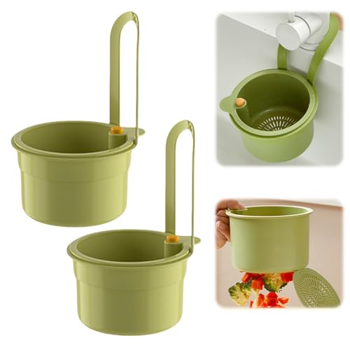 Sieb für Spülbecken, Snap-Button Spülbecken Sieb Wasserhahn Hängend, ohne Hände zu verschmieren, Abnehmbare silikon Waschbecken sieb, für Waschen/Organizer in Küche (Grün*2) von Vartegas