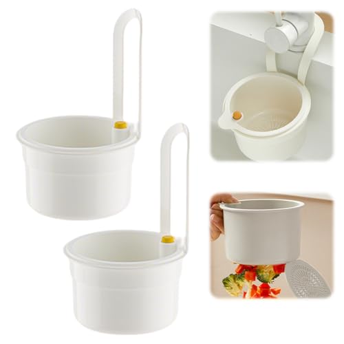 Sieb für Spülbecken, Snap-Button Spülbecken Sieb Wasserhahn Hängend, ohne Hände zu verschmieren, Abnehmbare silikon Waschbecken sieb, für Waschen/Organizer in Küche (Weiß*2) von Vartegas