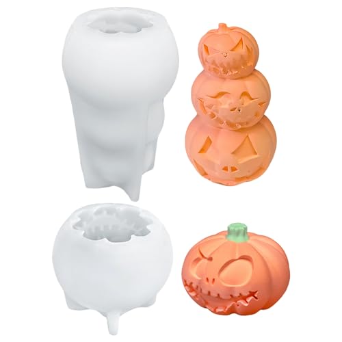 Silikonform Kürbis Halloween, Silikonform Herbst Deko Kürbis, Kürbisse Deko Silikonformen Gießformen, DIY Kürbis Kerze Gießformen Silikon, für DIY Herbstdeko Halloweendeko (A-Set) von Vartegas