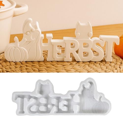 Silikonformen Gießformen Herbst, 3D Brief Gießformen Silikon mit Pilz Deko, DIY Herbstdeko Tisch Silikonform Herbst, Gießform Herbst Dekoration, für DIY Thanksgiving Herbstdeko Handwerk (A) von Vartegas