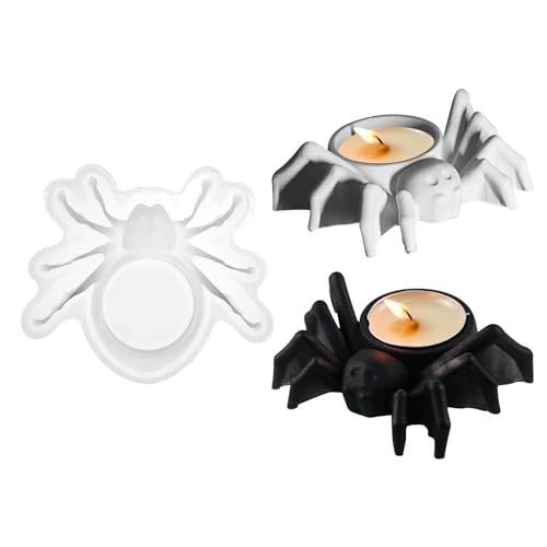 Vartegas 3D Spinne Kerzenständer Silikonform Halloween Teelicht Kerzenhalter Handwerk DIY Für Teelichtkerzen Und Deko von Vartegas