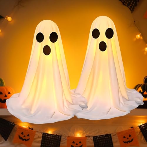 Vartegas Halloween Deko Geister Leuchtend, 2er 50cm Stehender Gespenster mit LED-Lichterketten, Süße Halloween Deko Innen Outdoor Ghosts, Halloweendeko Tisch Gespenster, für Zimmer & Kamin Deco (B) Vartegas Halloween Deko Geister Leuchtend, 2er 50cm Stehender Gespenster mit LED-Lichterketten, Süße Halloween Deko Innen Outdoor Ghosts, Halloweendeko Tisch Gespenster, für Zimmer & Kamin Deco (B) von Vartegas