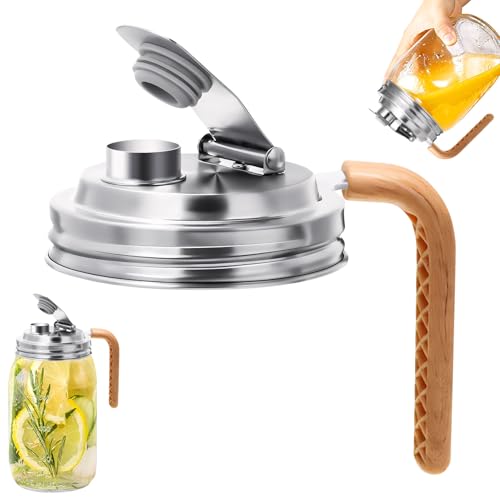 Vartegas Mason Jar Deckel Edelstahl Auslaufsicher Mit Griff BPA Frei Wiederverwendbar Für Wide Mouth Gläser Küchenvorratsbehälter Aufbewahrung (B) von Vartegas
