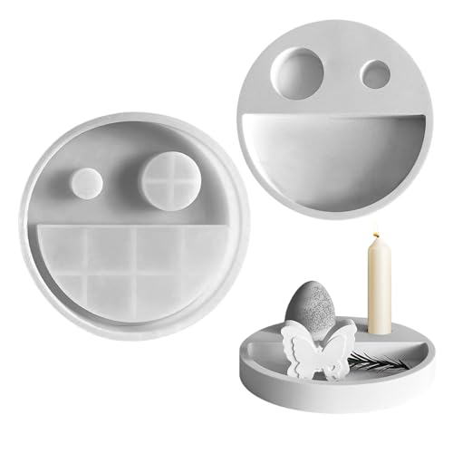 Vartegas Silikon Gießformen Candlestick Tray 16.5x16.5cm mit 4.1cm & 2.2cm Dual Löchern für Teelichter und Stabkerzen Gießform aus Hochwertigem Silikon von Vartegas