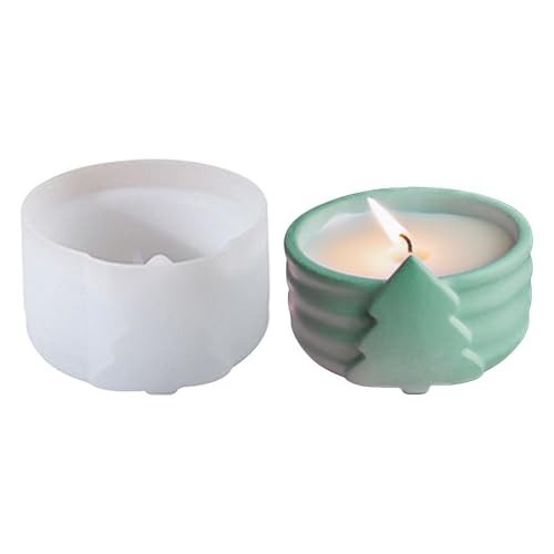 Vartegas Silikonform Weihnachten Kerzenhalter DIY Candle Mold Set Christmas Tree Snowflake Design for Home Decor Crafts Beeswax Epoxy Resin (A) von Vartegas