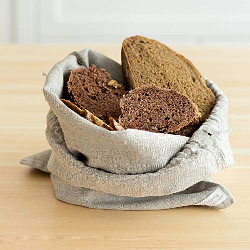 Varvara Home 3 Brotbeutel aus Leinen Brotaufbewahrung | Leinenbeutel für Brot | Brötchenbeutel Brotsack aus Leinen | Leinensack für Brot 30x40 cm (3-er Pack, Natur) von Varvara Home