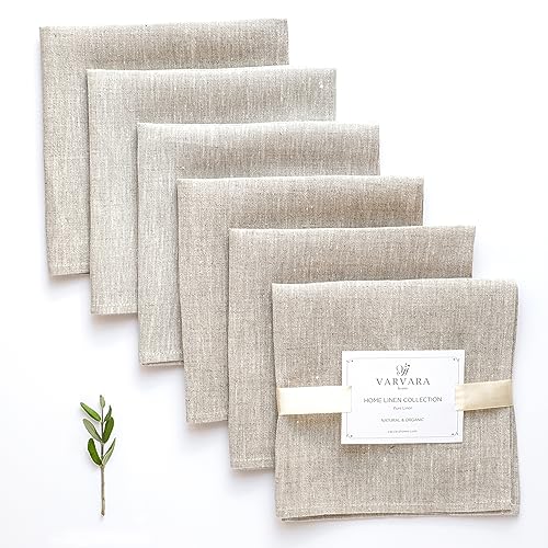 Varvara Home 6 Leinenservietten - 6 Stoffservietten Leinen Servietten - Leinenservietten Natur - Servietten aus Leinen Beige 6-Pack 45x45 cm von Varvara Home