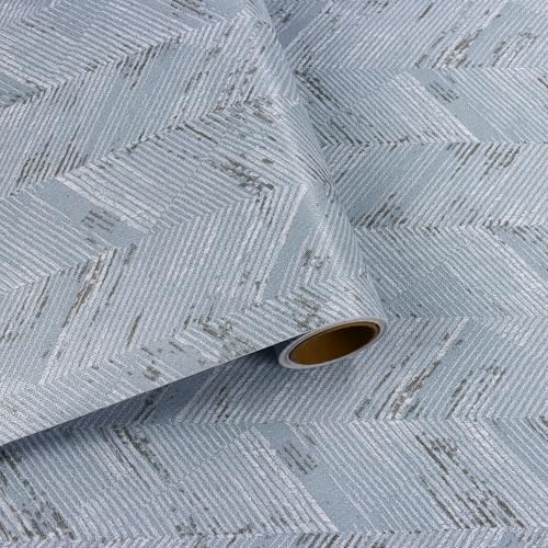 VaryFloral Strukturtapete 30cmx300cm Hellblau Klebefolie Möbel Leinen Textur Wandfolie Selbstklebend Stoff Möbelfolie Selbstklebend Gestreift Klebefolie Arbeitsplatte Küche Tapete für Badezimmer Hotel von VaryFloral