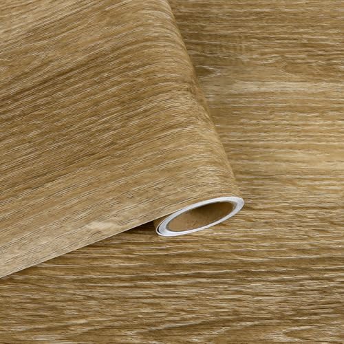 VaryFloral Tapete Holzoptik 30cmx300cm Möbelfolie Hellbraun Selbstklebende Tapete Holzoptik Wand Tapeten Selbstklebend Wasserdicht Verdickte Textur Arbeitsplatte Folie Küche Kabinett von VaryFloral