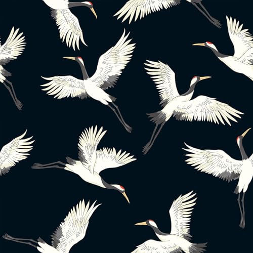 VaryFloral Wandtapete Selbstklebend Fliegender Kranich Weiß Fototapete Selbstklebend Vintage 30.5cmx300cm Klebefolie Schwarz Tapeten Aquarell Folie für Möbel Wasserdicht Tapeten Wohnzimmer Kabinett VaryFloral Wandtapete Selbstklebend Fliegender Kranich Weiß Fototapete Selbstklebend Vintage 30.5cmx300cm Klebefolie Schwarz Tapeten Aquarell Folie für Möbel Wasserdicht Tapeten Wohnzimmer Kabinett von VaryFloral