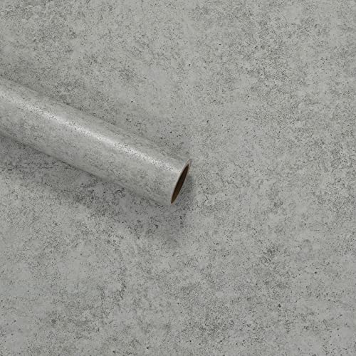 VaryPaper Betonoptik Klebefolie Grau 40cm×8m Möbelfolie Industrial Optik Selbstklebende Folie Retro Tapeten Wohnzimmer Muster Tapete Fototapete Beton Optik Wandtapete Badezimmer Wasserfest Vintage von VaryPaper