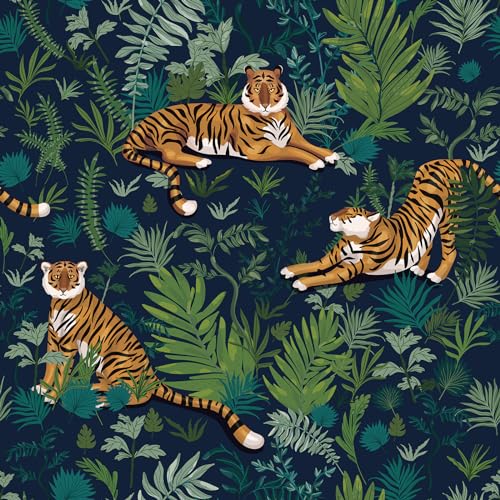VaryPaper Dschungel Tapete Tiger Tapete Selbstklebend Vintage 44.5cmx200cm Klebefolie Möbel Dunkelblau Möbelfolie Muster Kinderzimmer Tapete Fototapete Wohnzimmer Klebefolie Schrank Kommode VaryPaper Dschungel Tapete Tiger Tapete Selbstklebend Vintage 44.5cmx200cm Klebefolie Möbel Dunkelblau Möbelfolie Muster Kinderzimmer Tapete Fototapete Wohnzimmer Klebefolie Schrank Kommode von VaryPaper