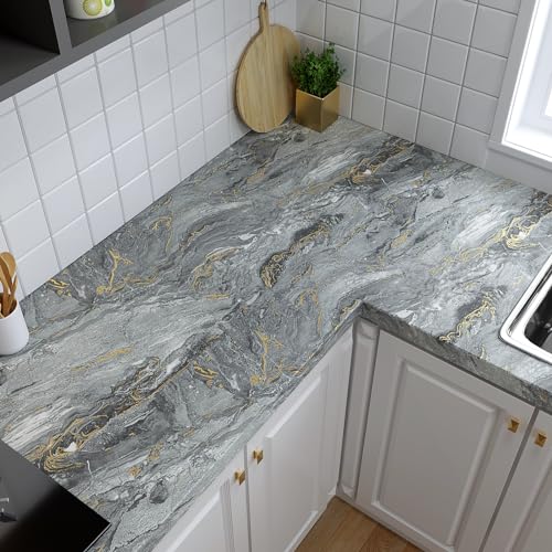VaryPaper Klebefolie Marmoroptik Grau Gold Marmor Tapete Selbstklebend 40cmx200cm Marmor Folie für Möbel Selbstklebend Möbelfolie Marmor Matt Folie Arbeitsplatte Küche Badezimmer Schrank Tischfolie VaryPaper Klebefolie Marmoroptik Grau Gold Marmor Tapete Selbstklebend 40cmx200cm Marmor Folie für Möbel Selbstklebend Möbelfolie Marmor Matt Folie Arbeitsplatte Küche Badezimmer Schrank Tischfolie von VaryPaper