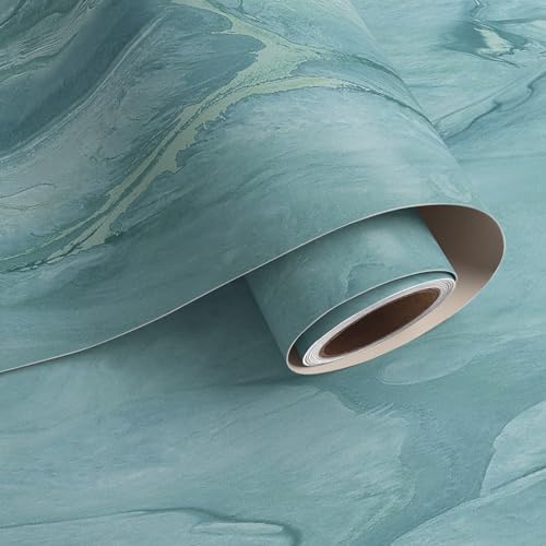 VaryPaper Marmor Tapete Selbstklebend Blau 40cmx200cm Klebefolie Marmoroptik Dekofolie Möbelfolie Marmor Folie Selbstklebend Folie Arbeitsplatte Küche Wandtapete Badezimmer Wasserfest Schrankpapier von VaryPaper
