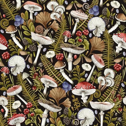 VaryPaper Pilz Tapete Selbstklebend Vintage 44.5cmx200cm Klebefolie Muster Selbstklebende Folie Für Möbel Fototapete Wohnzimmer Badezimmer Wasserfest Möbelfolie Schwarz Matt Schrankfolie Kommode VaryPaper Pilz Tapete Selbstklebend Vintage 44.5cmx200cm Klebefolie Muster Selbstklebende Folie Für Möbel Fototapete Wohnzimmer Badezimmer Wasserfest Möbelfolie Schwarz Matt Schrankfolie Kommode von VaryPaper