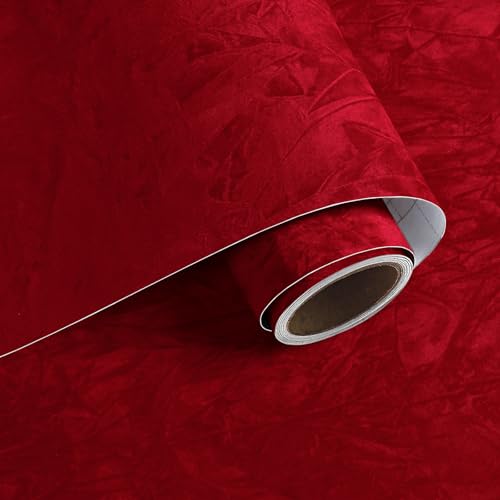 VaryPaper Samt Tapete Selbstklebend Rot Vintage Selbstklebende Filzfolie 40cmx200cm Klebefolie Möbel Roter Samtstoff Rückseite Kleber Filz Kommode Schmuckschatulle Schrank Folie für Möbel Handwerk VaryPaper Samt Tapete Selbstklebend Rot Vintage Selbstklebende Filzfolie 40cmx200cm Klebefolie Möbel Roter Samtstoff Rückseite Kleber Filz Kommode Schmuckschatulle Schrank Folie für Möbel Handwerk von VaryPaper