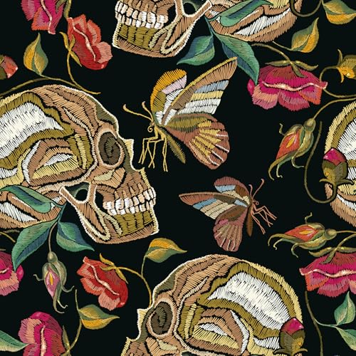 VaryPaper Schädel Tapete Selbstklebend Vintage 44.5cmx200cm Klebefolie Muster Dekofolie Gotischer Stil Fototapete Blumen Möbelfolie Schwarz Matt Schlafzimmer Tapete Badezimmer Flur Regal Schrankfolie VaryPaper Schädel Tapete Selbstklebend Vintage 44.5cmx200cm Klebefolie Muster Dekofolie Gotischer Stil Fototapete Blumen Möbelfolie Schwarz Matt Schlafzimmer Tapete Badezimmer Flur Regal Schrankfolie von VaryPaper