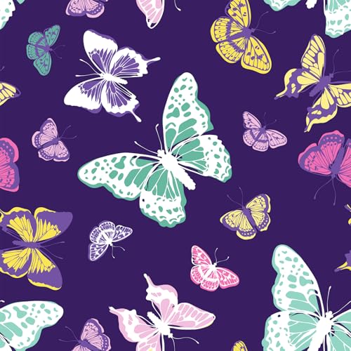 VaryPaper Schmetterling Tapete Dunkelviolett Vintage Klebefolie Muster 44.5cmx200cm Möbelfolie Kinder Selbstklebend Fototapete Kinderzimmer Badezimmer Wasserfest Kommode Schrank Folie für Möbel von VaryPaper