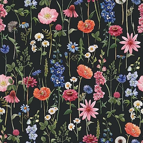 VaryPaper Selbstklebende Tapete Blumen Rosa 44.5cmx200cm Tropische Blätter Tapete Vintage Klebefolie Möbel Wasserfest Möbelfolie Schwarz Matt Fototapete Schlafzimmer Wandtapete Wohnzimmer Schrank von VaryPaper