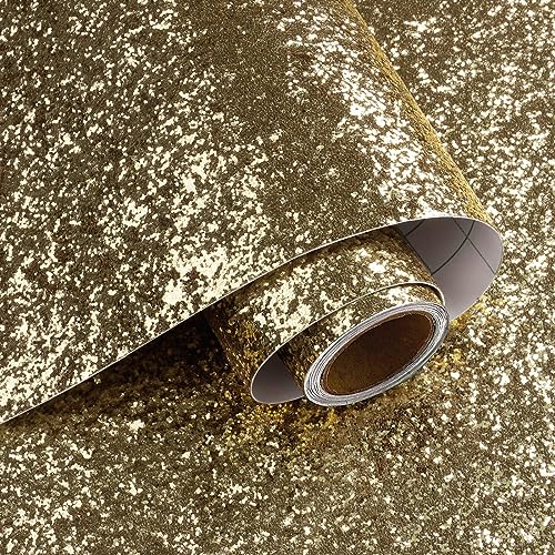 VaryPaper Selbstklebende Tapete Glitzer Champagner 40cmx200cm Glitzerfolie Selbstklebend Klebefolie Möbel Dekofolie Selbstklebend Wandtapete Wohnzimmer Treppen Schrank Basteln Folie Glitzereffekt von VaryPaper