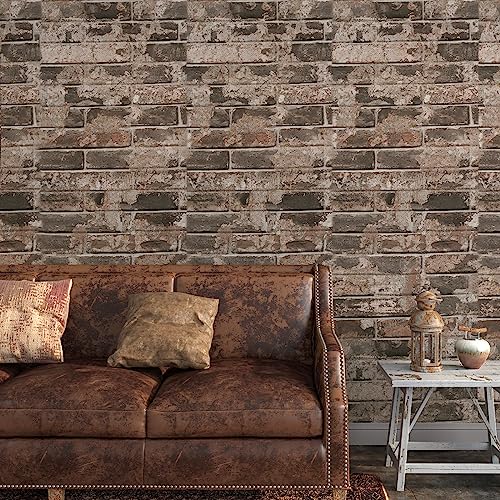 VaryPaper Steintapete 3d Optik Selbstklebende Folie Ziegeloptik 40cmx200cm Klebefolie Arbeitsplatte Küche Selbstklebende Folie Wand Möbelfolie Vintage Selbstklebend Wandtapete Treppe Badezimmer Deko von VaryPaper