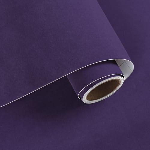 VaryPaper Tapete Samtstoff Dunkelviolett 40cmx200cm Klebefolie Möbel Stoffoptik Velours Lila Filzblätter Samt Selbstklebend Filzfolie Klebefolie Schrank Schminktisch Schmuckschatulle Kommode von VaryPaper