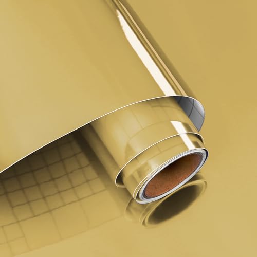VaryPaper Tapete Spiegeleffekt Gold Modern Spiegelfolie 40cmx200cm Metallfolie Selbstklebend Möbelfolie Klebefolie Arbeitsplatte Küche Kühlschrank Folie Klebespiegel für Schrank Kommode Tischfolie VaryPaper Tapete Spiegeleffekt Gold Modern Spiegelfolie 40cmx200cm Metallfolie Selbstklebend Möbelfolie Klebefolie Arbeitsplatte Küche Kühlschrank Folie Klebespiegel für Schrank Kommode Tischfolie von VaryPaper