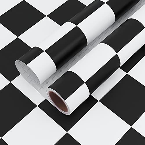 VaryPaper Tapeten Schwarz Weiß 40cm×8m Vinyl Fliesen Wand Selbstklebend Wandtapete Fliesenoptik Klebefolie Küchentapete Abwaschbare Tapete Küchenrückwand Bad Boden Vinyl Tapete Wohnzimmer Dekofolie von VaryPaper