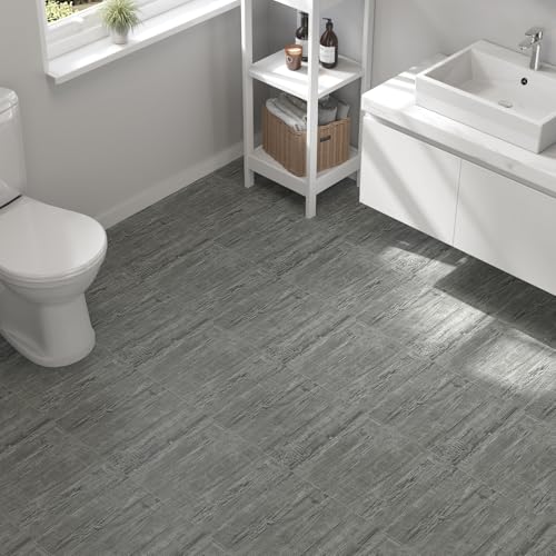 VaryPaper PVC Bodenbelag Selbstklebend Holzoptik Grau 30cmx30cm 10 Stück Klebevinyl Selbstklebend Laminatboden Klick Vinylboden Küche Klebefliesen Bad Boden PVC Fliesen Garage Flur Fußbodenbelag von VaryPaper