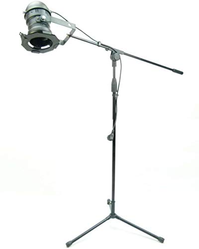 Leselampe Stehlampe incl. PAR 36 Spotlight Scheinwerfer, schwarz, Stativ mit Schwenkarn & höhenverstellbar von Varytec
