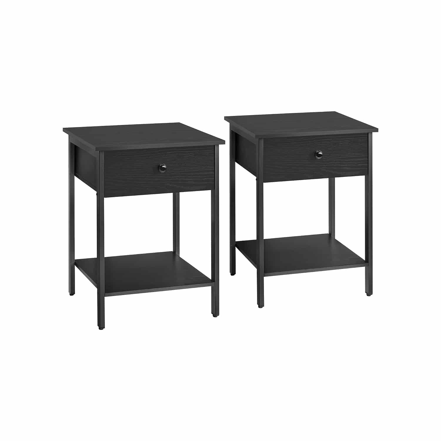 2er Set Nachtkommode mit Schublade und Ablage ebenholzschwarz von Vasagle