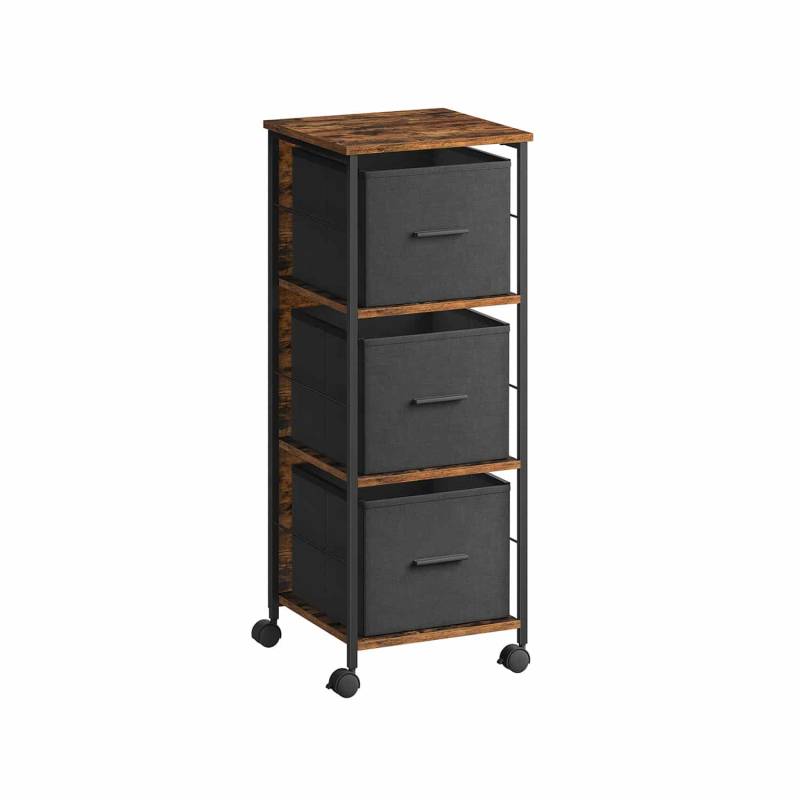 Aktenschrank mit 3 Schubladen vintagebraun-tintenschwarz von Vasagle