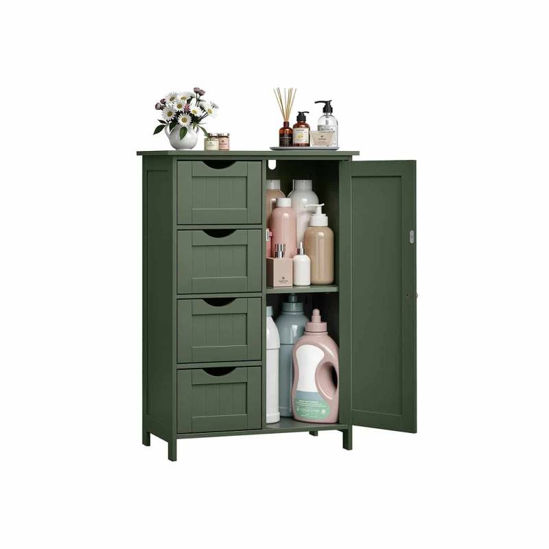 Badezimmerschrank 4 Schubladen 30 x 55 x 82 cm Waldgrün von Vasagle