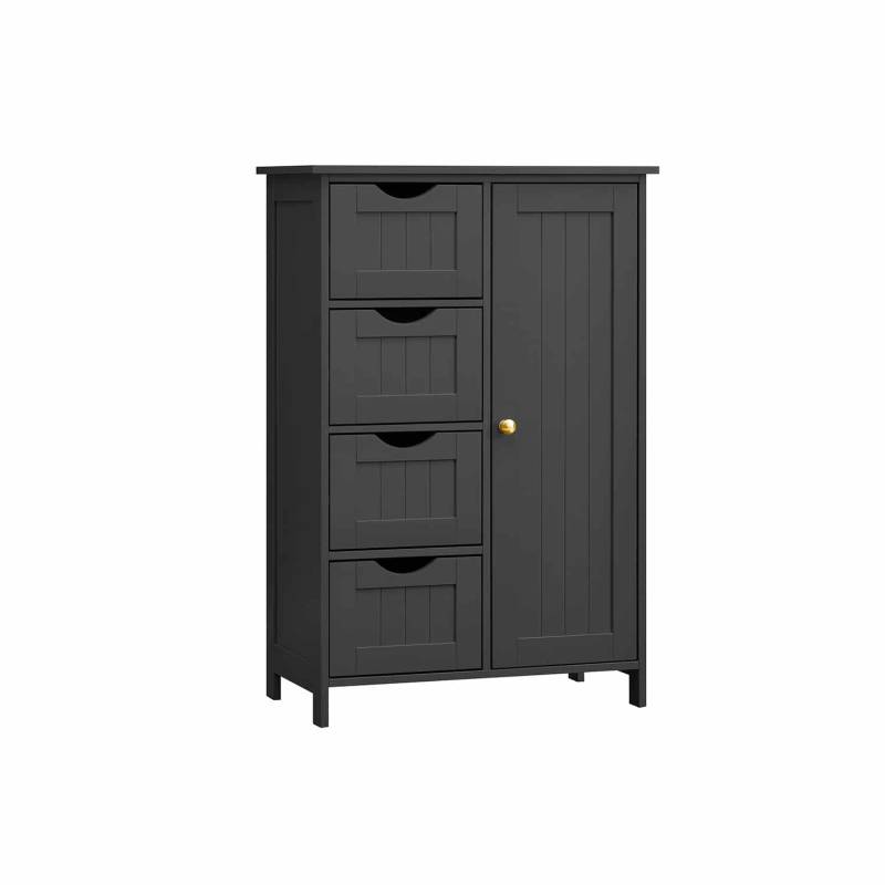 Badezimmerschrank 4 Schubladen 30 x 55 x 82 cm tintenschwarz von Vasagle