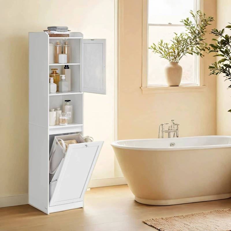 Badezimmerschrank mit Wäschekorb 40 x 40 x 170 cm von Vasagle