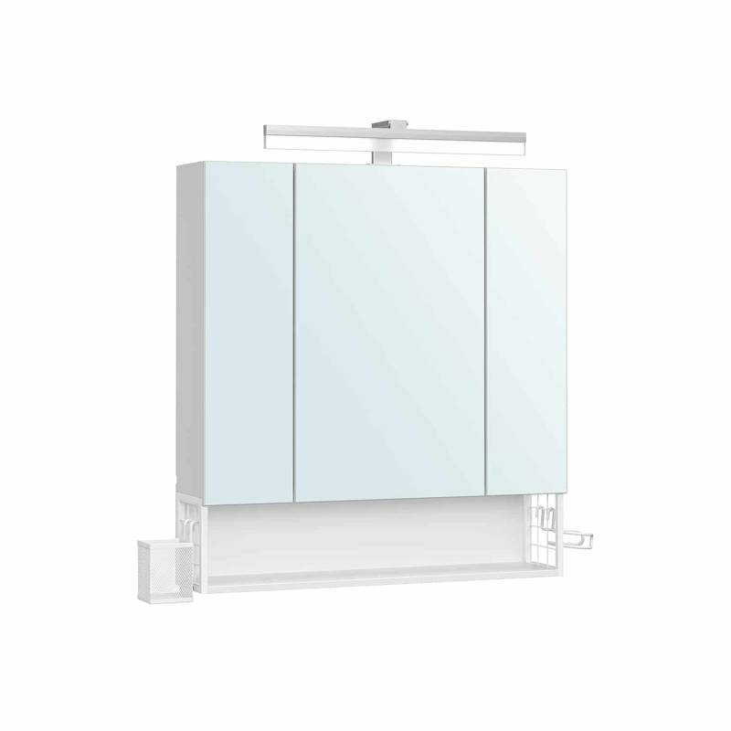 Badschrank mit Steckdosen und 3 Türen wolkenweiß von Vasagle