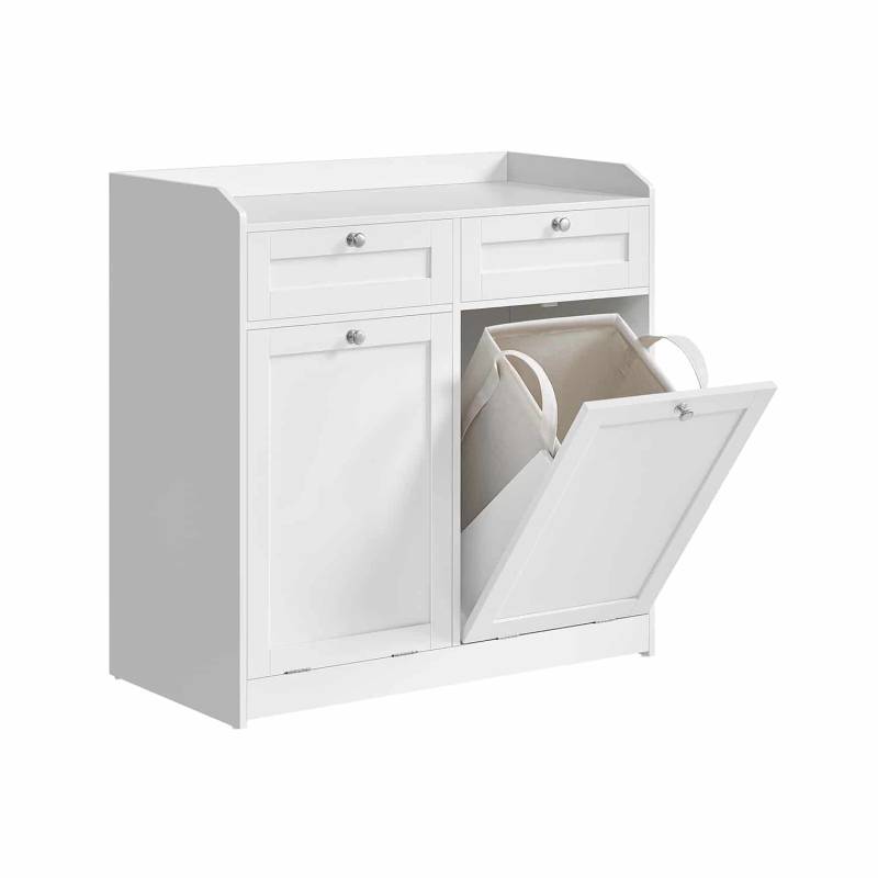 Badschrank mit Wäschekörben und Schubladen wolkenweiß von Vasagle