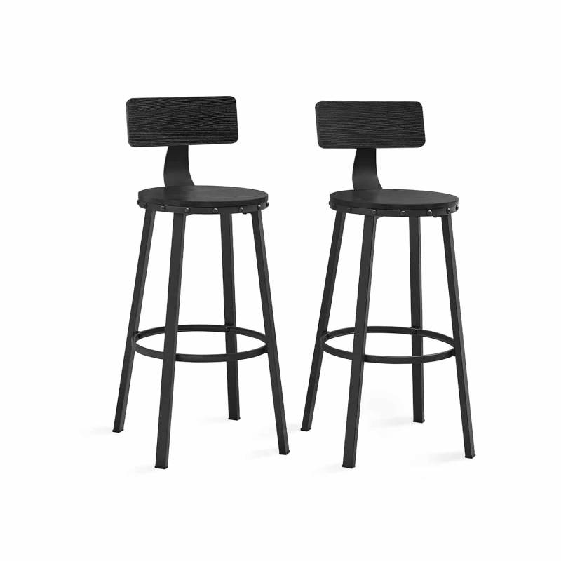 Barhocker 2er Set Industrie-Design ebenholzschwarz von Vasagle