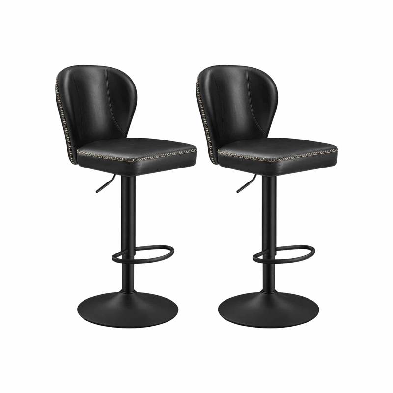 Barhocker 2er Set drehbar mit Rückenlehne tintenschwarz von Vasagle
