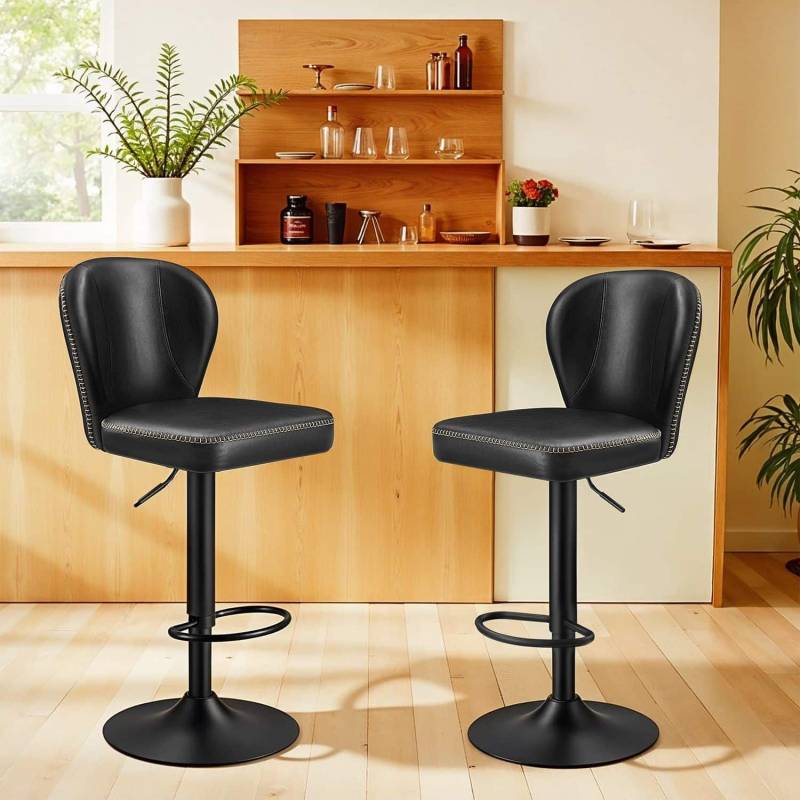 Barhocker 2er Set drehbar mit Rückenlehne tintenschwarz von Vasagle