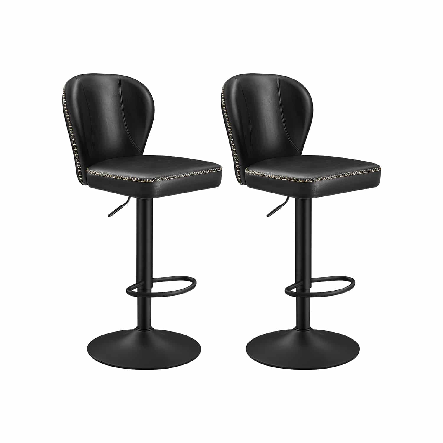 Barhocker 2er Set drehbar mit Rückenlehne tintenschwarz von Vasagle
