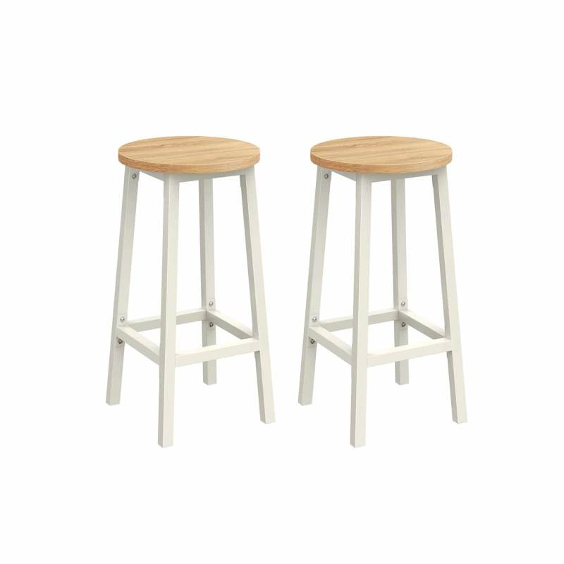 Barhocker 2er Set ebenholzschwarz-eichenbeige-weiß von Vasagle