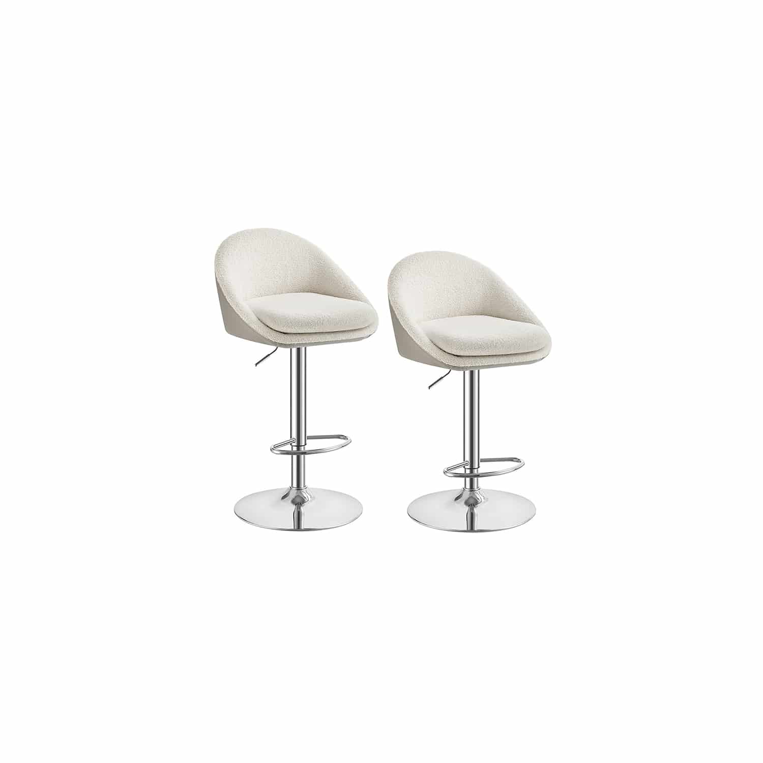 Barhocker 2er Set höhenverstellbar cremeweiß-Silbergrau von Vasagle