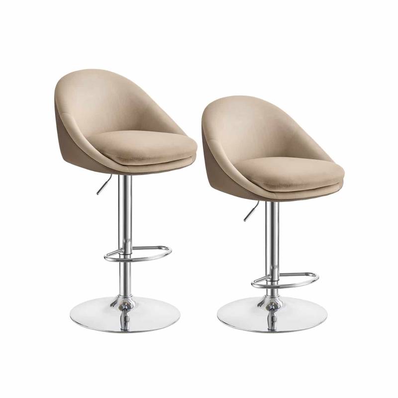 Barhocker 2er Set höhenverstellbar kamelbraun-silbergrau von Vasagle